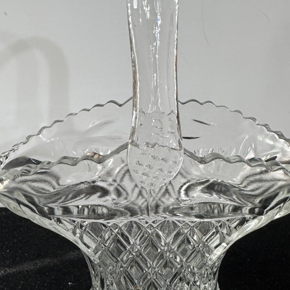 Vintage Princess House Diamond Cut Crystal Glass Basket With Handle 10”x 7.5” - Picture 6 of 8